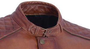 Blouson de moto en cuir marron décontracté pour hommes cuir de vachette de qualité supérieure nouvelle veste Cox II en cuir de vachette de qualité supérieure de grande taille - Product Image 2