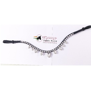 Diadema de Cristal Transparente para Caballo, Diseño de Lujo con Borlas y Pedrería, Sistema de Cambio Rápido con Gancho y Bucle - Product Image 1
