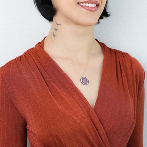 Collier à breloques de style rond coloré en gros bijoux en argent sterling 925 faits à la main - Product Image 3