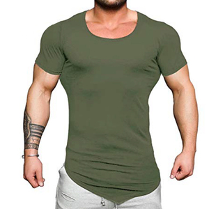 Camiseta de Fitness para hombre, ropa activa en blanco, con dobladillo curvo, la mejor para culturismo con impresión personalizada - Product Image 1