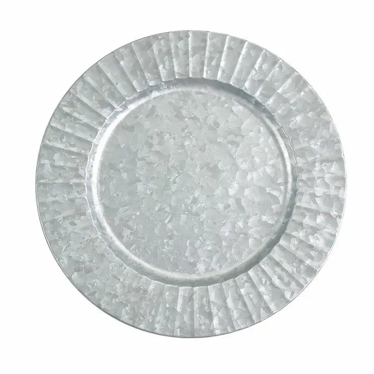 Galvanized Hammered Design Metal Charger Plate Home Collectives 13 Inch Round Elegant Serve Ware Charger Plates