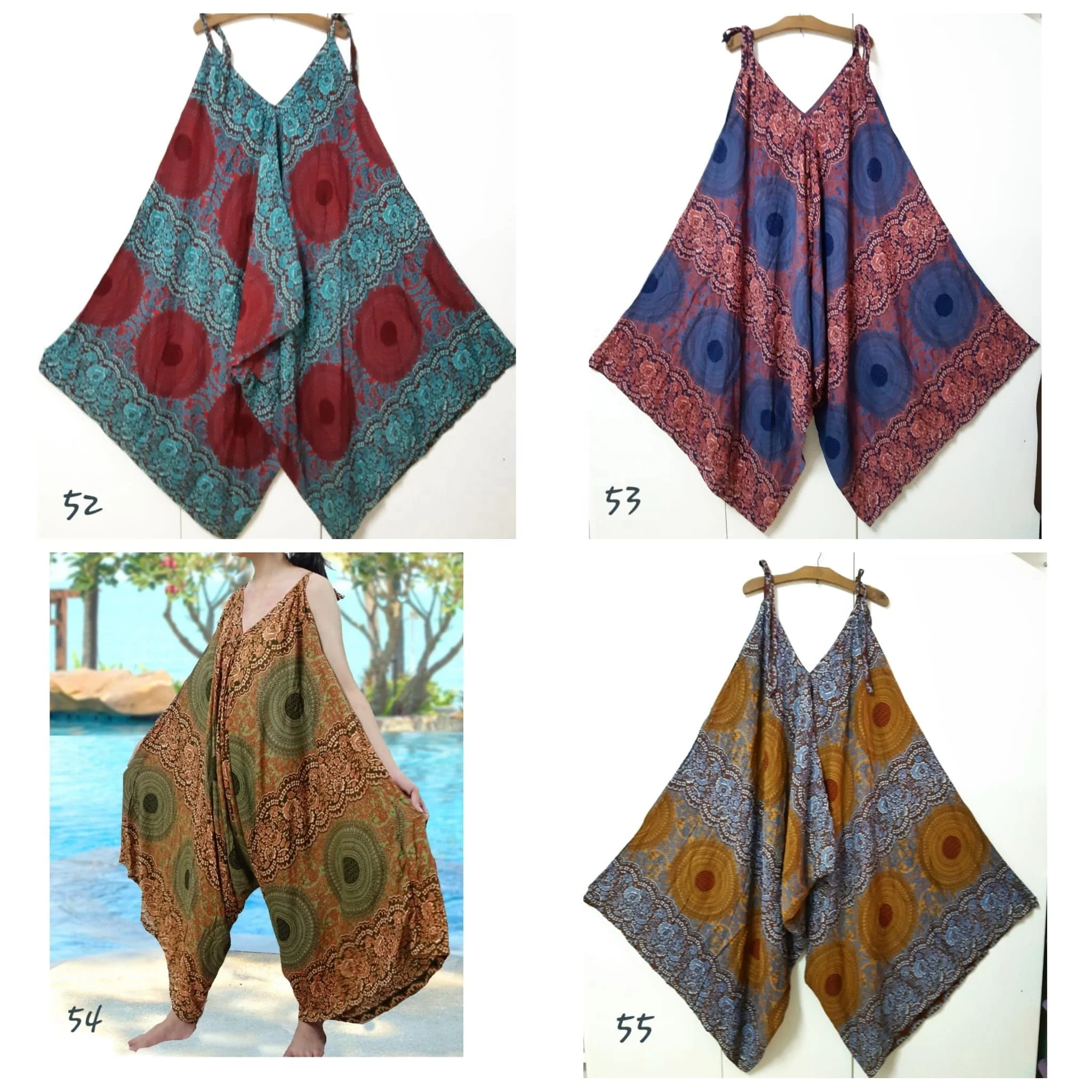 Комбинезон-шаровары Alladin в стиле хиппи в стиле бохо, комбинезон для йоги с широкими штанинами, комбинезон-шаровары с принтом мандалы в стиле арт-деко, пляжная одежда