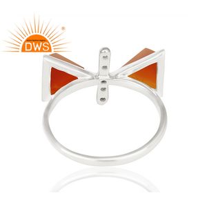 Boucles d'oreilles pendantes en argent Sterling 925 pour femme, bijoux indiens, en Zircon blanc et Onyx rouge, vente en gros - Product Image 3