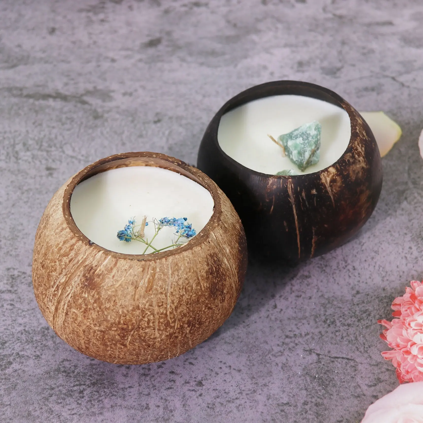 100% NATURAL CANDLES IN COCONUT SHELL COCO BOWL PARAFFIN WAX FOR CANDLE SOYA WAX CANDLE VARIOUS SCENT FOR CHRISTMAS GIFT