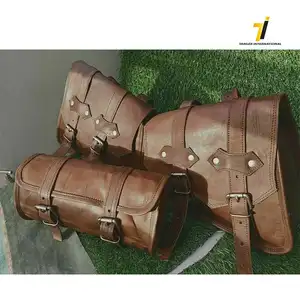 Кожаная сумка-седло для мотоцикла, коричневые боковые сумки-седло, сумки для инструментов, 3 шт.