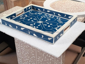Ensemble de caboteur de plateaux de service en nacre de qualité supérieure Incrustation d'os de couleur personnalisée Style classique pour hôtels restaurants candide - Product Image 2