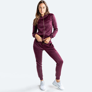 Conjunto de dos piezas de sudadera gruesa y polar para mujer, venta al por mayor, chándales personalizados de manga larga, traje para correr, 2021 - Product Image 6