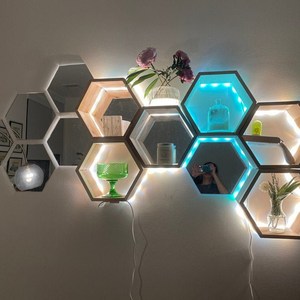 <b>Silver</b> <b>Mirror</b> Acrylic Hexagon Crafting Mosaic & Wall Tiles, - Product Image 1