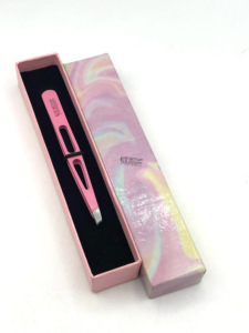 แหนบต่อคิ้วเคลือบด้วยผงสีชมพูอุปกรณ์เสริมความงามทำจากสเตนเลสสตีลพร้อมโลโก้ของคุณเองดีไซน์ใหม่ - Product Image 6