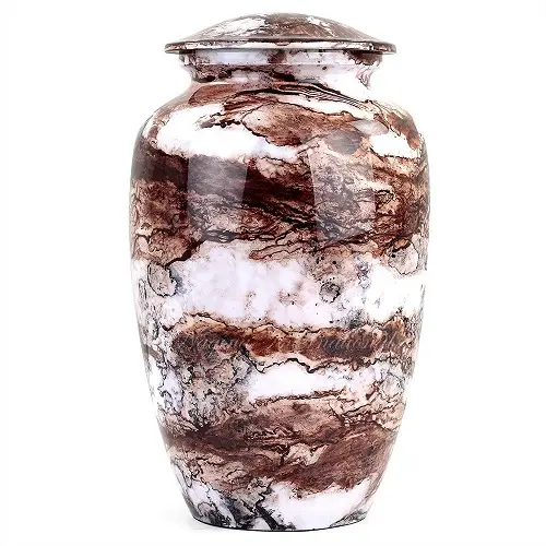 Urns de cremação de metal elegante, design de mármore, casa e hotel, decorativo, usado em casa, para cinzas de animais de estimação e suprimentos funerais