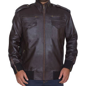 ผู้ชายที่มีคุณภาพสูงราคาถูกฤดูหนาวซิปแจ็คเก็ตหนังจริงทำในปากีสถาน - Product Image 1