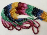 Perles rondes de saphir multicolores 100% naturelles à facettes fines 3-5 mm, pierres de saphir multicolores entièrement naturelles, collier de perles à vendre