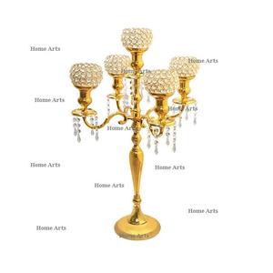 Designer Aluminium Candelabra Centerpiece Deluxe Quality 5 Arm <b>Candle</b> Holder With Crystal <b>Ball</b> For Hot Selling - Product Image 4
