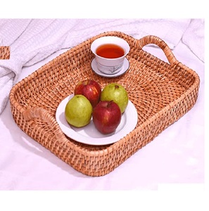 Bandeja para servir frutas de ratán en forma de rectángulo de último diseño, Calidad exclusiva, perfecta para servir comida en el hotel en casa - Product Image 1