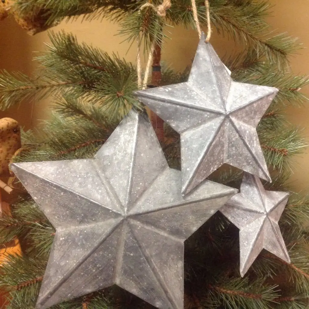 Weihnachts baum Topper Dekoration Metall Verzinkte Stern Ornamente Weihnachts baum Ornamente mit hängendem Seil