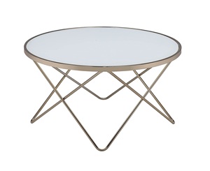 Mesa de centro de cristal de diseño moderno de lujo 2024, cama superior de Metal dorado nuevo, mesa de centro de salón y comedor con marco de acero - Product Image 1