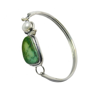 <b>Best</b> <b>Friend</b> 925 Sterling Silver Bangles Natural Turquoise Pearl Multi Gemstone Fine Chain Link <b>Bracelets</b> Solid Construction <b>Best</b> - Product Image 3