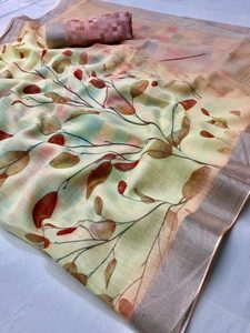 เสื้อไหมพิมพ์ลายดิจิทัล Banarasi ดึงดูดใจความยาว5.5เมตรสำหรับงานแต่งงานปาร์ตี้ - Product Image 2