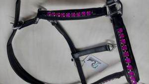 Cabestro para Caballo de Cuero Negro con Detalles en Latón Lila, Diseño Moderno, Nailon Resistente, Modelo Internacional 7860H, Gran Venta - Product Image 3