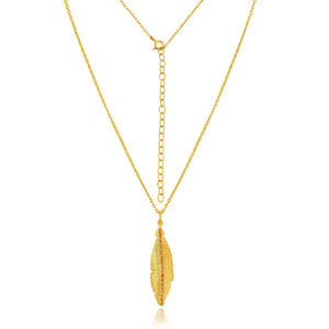 Collar de piedras preciosas de citrino de Plata de Ley 925 chapado en oro minimalista con forma de hoja clásica - Product Image 2