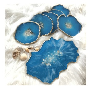 ขนาดที่กำหนดเองและทำสีชมพูตกแต่งน้ำหอมถาดถาดเรซินและที่มีด้ามจับทองสำหรับขายทำด้วยมือใช้ - Product Image 5