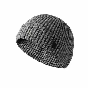 Gorro de esquí de invierno para hombre con bordado 3D Slouchy Cable Cuff Plain Skull Cap Knit Style - Product Image 1