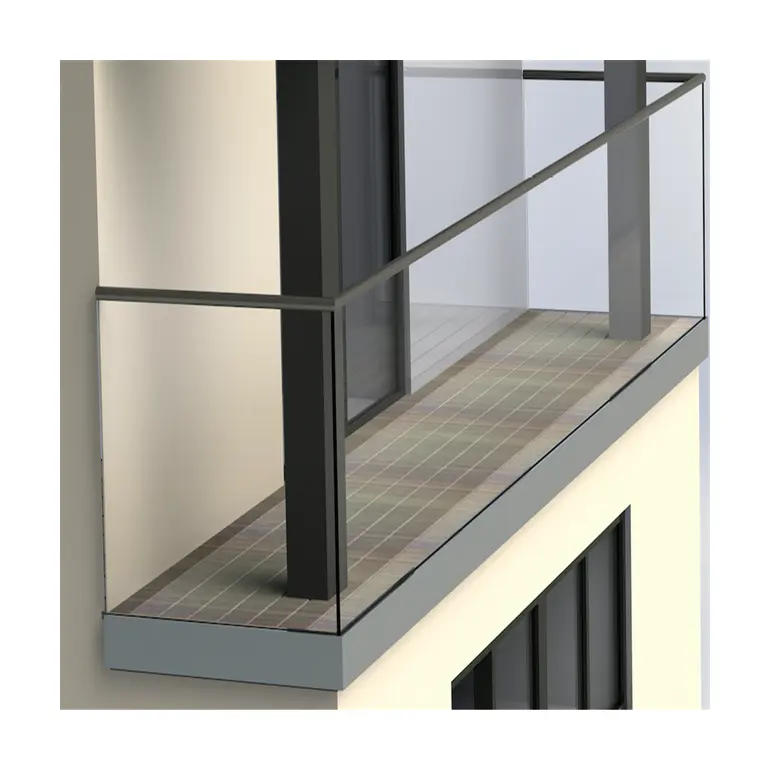 Balustrade frameless glass railing aluminium U channel design handrails railings aluminum for balcony