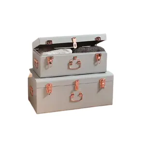 Bulk Metal Grey Color Organization Storage Boxes With Lock Home Decor Trunk Boxes At Reasonable Prices