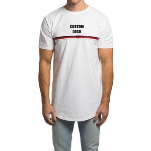 T-shirts pour hommes, style décontracté, hip-hop, coupe musclée, ourlet incurvé, coton blanc, popeline tricotée, logo imprimé personnalisé - Product Image 1