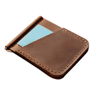 Penjepit Uang Kulit Asli Berkualitas Tinggi Model Slim RFID Zipper Vintage Custom Grosir dengan Logo dan Warna Sesuai Pesanan