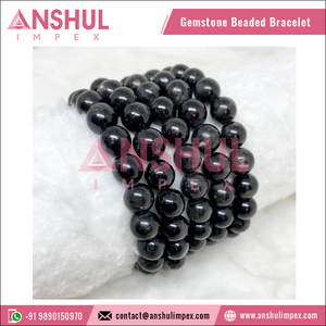 Worldwide Selling Excellent Quality Wholesale Healing Meditation Black Color Healing Apachetears Round <b>Gemstone</b> Beaded <b>Bracelet</b> - Product Image 5