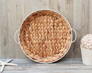 Plateau de service à dessert en rotin fait main, forme personnalisée avec finition naturelle, parfait pour la cuisine et la vaisselle, poignée simple - Product Image 3