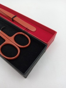 El mejor diseño, recubrimiento de polvo naranja oscuro, pinzas de extensión de cejas de acero inoxidable, instrumentos de belleza de tijera pequeña de alta calidad - Product Image 5