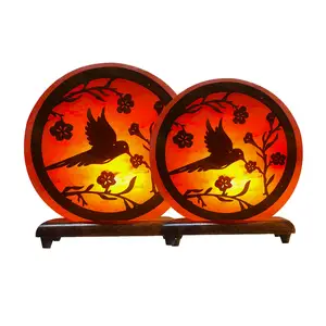 Top Quality Wooden Bird Design In 3D Plate With Bird Shape Print Ball Shape Salt Lamp 3D Design-Sian Enterprises