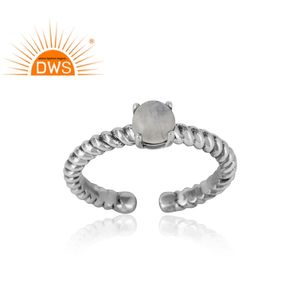 Bague en pierre de lune arc-en-ciel naturelle, argent sterling 925, bijoux indiens tendance pour mariage - Product Image 2