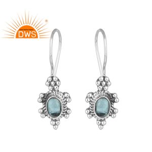 925 Silver Girls Hook <b>Earring</b> Boho Jewelry Supplier Best Selling <b>Blue</b> <b>Topaz</b> <b>Earrings</b> Vintage Look Jewelry Manufacturer - Product Image 1