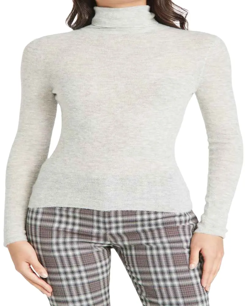 2020 fábrica al por mayor primavera Otoño Invierno cálido tejido Tops acanalado cuello en V suéter de cuello alto para mujeres