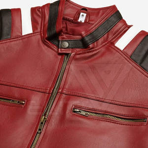 Stylish <b>Men's</b> Premium Quality Winter <b>Coat</b> Stand Genuine Cow Leather Biker Jacket Four Front Flop Pocket Casual High Street - Product Image 4