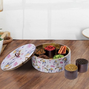 Boîte à épices de cuisine en sucre, sel et épices avec une qualité supérieure, forme ronde, boîte à masala, récipient à épices de 7 tasses en Inde - Product Image 4