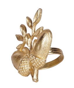 Anneau de serviette décoratif en métal en forme de feuille, accessoire de table design - Product Image 6