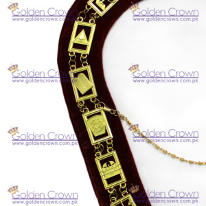 Collar Masónico de Arco Real, Chapado en Oro, Color Personalizado, Talla Personalizada, Unisex, Corona Dorada, GC-5893, En Existencia - Product Image 4