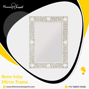 Marco de Espejo Antiguo para Sala de Estar con Incrustaciones de Hueso en Madera Sólida de Calidad Superior - Product Image 2