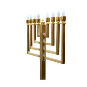 Fait à la main Extra Large 9 Branches En Laiton Électrique Menorah Mat Finition Chanuka Plaqué Or Hanukkah Bougeoirs Menorahs - Product Image 4