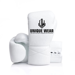 UNIQUE GYM WEAR Guantes de Boxeo Profesionales de Cuero de 16 oz, Transpirables, Ligeros, de Dedo Completo, Ajustables con Correa para Entrenamiento - Product Image 1