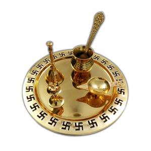 การออกแบบโลหะทองเหลืองบริสุทธิ์ Puja Thali ที่ดีที่สุดสำหรับการตกแต่งบ้านเทศกาลและวัดการออกแบบตกแต่งแผ่นสวดมนต์ - Product Image 3