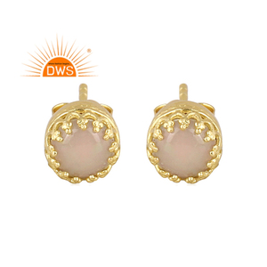 Best Selling 925 Sterling Silver 18K Gold Plated Natural Ethiopian <b>Opal</b> Gemstone Stud <b>Earring</b> Jewelry Manufacturer - Product Image 2