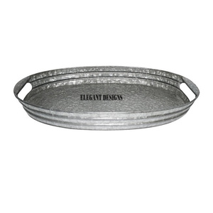 Rustic Vintage Galvanized Serving Tray Inexpensive Table Ware Iron Serving Platter Customized Shape Best Galvanized Serving Dish - Product Image 6