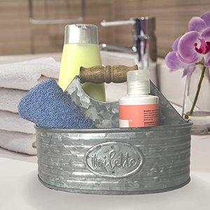 2 Tier Galvanized Tool Caddy Round Shape Stylish Design Perfect for Home Kitchenware <b>Storage</b> Daily Use Sturdy Round Base - Product Image 4