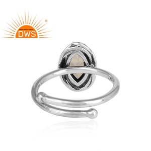 Rainbow Moonstone Gemstone <b>Ring</b> Wrapped Design 925 <b>Sterling</b> Oxidized <b>Adjustable</b> Nanette Shape <b>Silver</b> <b>Ring</b> Jewelry Wholesale - Product Image 4
