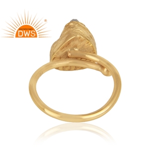 Rough Rainbow Gemstone Bezel Setting Cuff Design Handmade Gold Plated <b>Brass</b> <b>Ring</b> Fashion Jewelry Classic Collection - Product Image 3